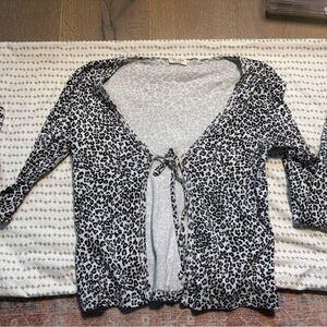 Brandy Melville Leopard Print Tie-Front Cardigan